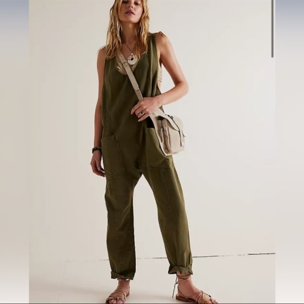 Free People We The Free High Roller Jumpsuit - Olive Green